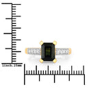 1.91 Carat Genuine Green Tourmaline and White Diamond 14K Yellow Gold Ring-7