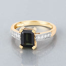 1.91 Carat Genuine Green Tourmaline and White Diamond 14K Yellow Gold Ring-8