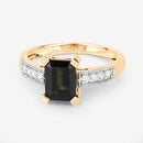 1.91 Carat Genuine Green Tourmaline and White Diamond 14K Yellow Gold Ring-11