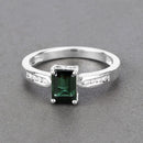 1.19 Carat Genuine Green Tourmaline and White Diamond 14K White Gold Ring-8