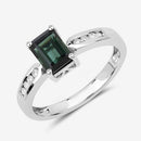 1.19 Carat Genuine Green Tourmaline and White Diamond 14K White Gold Ring-10