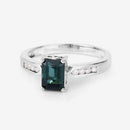 1.19 Carat Genuine Green Tourmaline and White Diamond 14K White Gold Ring-11