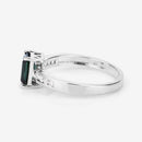 1.19 Carat Genuine Green Tourmaline and White Diamond 14K White Gold Ring-12
