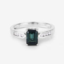 1.19 Carat Genuine Green Tourmaline and White Diamond 14K White Gold Ring-14