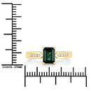 1.19 Carat Genuine Green Tourmaline and White Diamond 14K Yellow Gold Ring-7