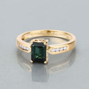 1.19 Carat Genuine Green Tourmaline and White Diamond 14K Yellow Gold Ring-8