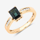 1.19 Carat Genuine Green Tourmaline and White Diamond 14K Yellow Gold Ring-10
