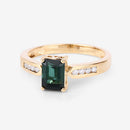 1.19 Carat Genuine Green Tourmaline and White Diamond 14K Yellow Gold Ring-11