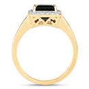 3.02 Carat Genuine Green Tourmaline and White Diamond 14K Yellow Gold Ring-6