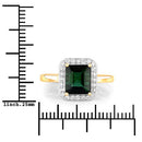 3.02 Carat Genuine Green Tourmaline and White Diamond 14K Yellow Gold Ring-7