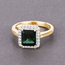 3.02 Carat Genuine Green Tourmaline and White Diamond 14K Yellow Gold Ring-8