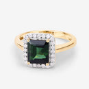 3.02 Carat Genuine Green Tourmaline and White Diamond 14K Yellow Gold Ring-11