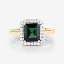 3.02 Carat Genuine Green Tourmaline and White Diamond 14K Yellow Gold Ring-14