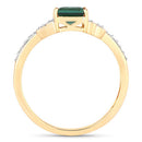 0.72 Carat Genuine Green Tourmaline and White Diamond 14K Yellow Gold Ring-6