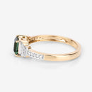 0.72 Carat Genuine Green Tourmaline and White Diamond 14K Yellow Gold Ring-12