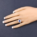 1.96 Carat Genuine Blue Sapphire and White Diamond 18K White Gold Ring-9