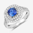 1.96 Carat Genuine Blue Sapphire and White Diamond 18K White Gold Ring-10