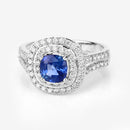 1.96 Carat Genuine Blue Sapphire and White Diamond 18K White Gold Ring-11