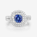 1.96 Carat Genuine Blue Sapphire and White Diamond 18K White Gold Ring-12