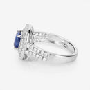 1.96 Carat Genuine Blue Sapphire and White Diamond 18K White Gold Ring-14