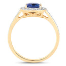 1.31 Carat Genuine Blue Sapphire and White Diamond 18K Yellow Gold Ring-6