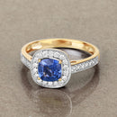 1.31 Carat Genuine Blue Sapphire and White Diamond 18K Yellow Gold Ring-8