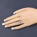 1.31 Carat Genuine Blue Sapphire and White Diamond 18K Yellow Gold Ring-9