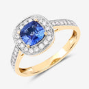1.31 Carat Genuine Blue Sapphire and White Diamond 18K Yellow Gold Ring-10