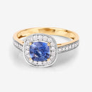 1.31 Carat Genuine Blue Sapphire and White Diamond 18K Yellow Gold Ring-11
