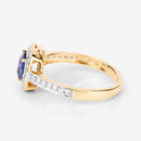 1.31 Carat Genuine Blue Sapphire and White Diamond 18K Yellow Gold Ring-12
