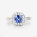1.31 Carat Genuine Blue Sapphire and White Diamond 18K Yellow Gold Ring-14