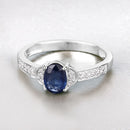 1.05 Carat Genuine Blue Sapphire and White Diamond 10K White Gold Ring-4