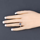 1.05 Carat Genuine Blue Sapphire and White Diamond 10K White Gold Ring-5
