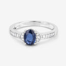 1.05 Carat Genuine Blue Sapphire and White Diamond 10K White Gold Ring-6