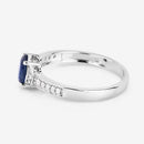 1.05 Carat Genuine Blue Sapphire and White Diamond 10K White Gold Ring-7