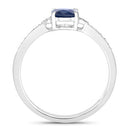 1.05 Carat Genuine Blue Sapphire and White Diamond 10K White Gold Ring-2