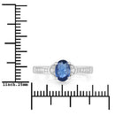 1.05 Carat Genuine Blue Sapphire and White Diamond 10K White Gold Ring-3