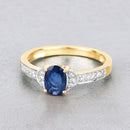 1.05 Carat Genuine Blue Sapphire and White Diamond 10K Yellow Gold Ring-4