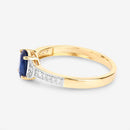 1.05 Carat Genuine Blue Sapphire and White Diamond 10K Yellow Gold Ring-6