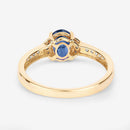 1.05 Carat Genuine Blue Sapphire and White Diamond 10K Yellow Gold Ring-7