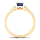 1.05 Carat Genuine Blue Sapphire and White Diamond 10K Yellow Gold Ring-2