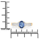 1.05 Carat Genuine Blue Sapphire and White Diamond 10K Yellow Gold Ring-3