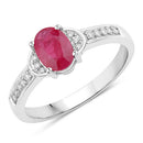 0.95 Carat Genuine Ruby and White Diamond 10K White Gold Ring-1
