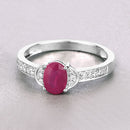 0.95 Carat Genuine Ruby and White Diamond 10K White Gold Ring-4