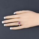 0.95 Carat Genuine Ruby and White Diamond 10K White Gold Ring-5
