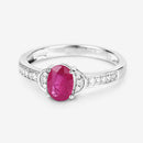 0.95 Carat Genuine Ruby and White Diamond 10K White Gold Ring-6