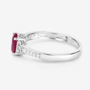 0.95 Carat Genuine Ruby and White Diamond 10K White Gold Ring-7