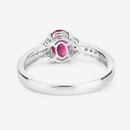0.95 Carat Genuine Ruby and White Diamond 10K White Gold Ring-8