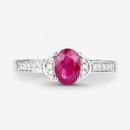 0.95 Carat Genuine Ruby and White Diamond 10K White Gold Ring-9
