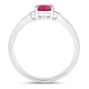 0.95 Carat Genuine Ruby and White Diamond 10K White Gold Ring-2